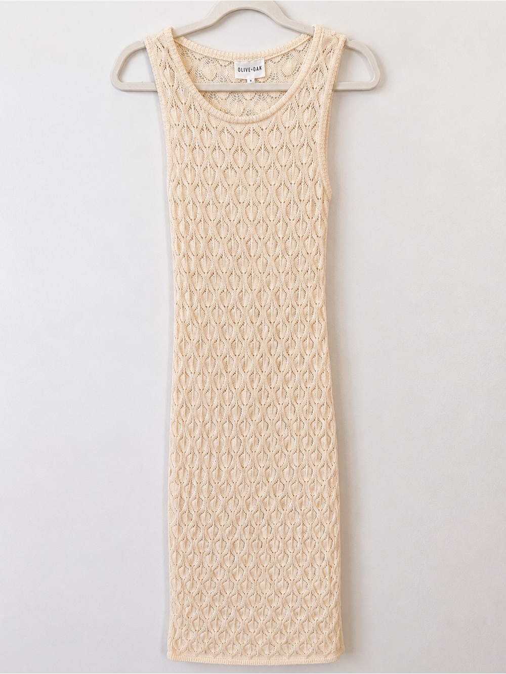 Olive + Oak Cream Crochet Knit Sleeveless Midi Dress with Lining | Size Medium - Picture 1 of 3